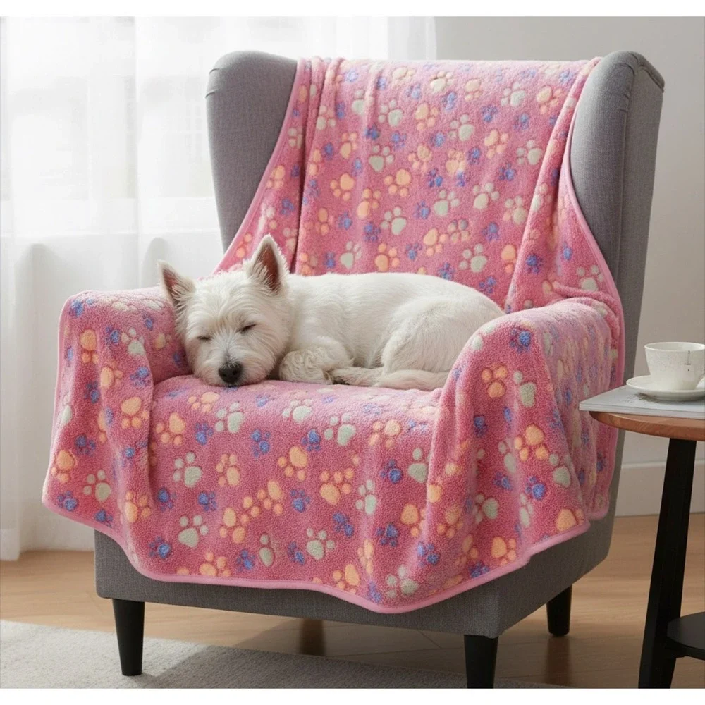 Warm & Soft Fluffy Fleece Flannel Pet Cat Dog PINK Blanket Mat 30